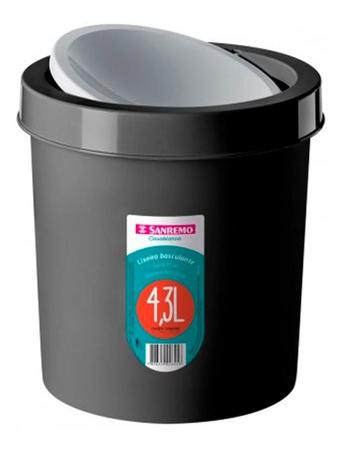Imagem de Lixeira Basculante Para Banheiro Cesto Lixo Preto 4,3 Litros