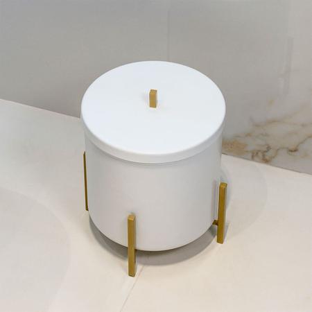 Imagem de Lixeira Branca com Detalhes em Dourado 6 Litros Alumínio Suspensa Cozinha Escritório Level