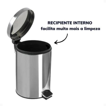 Esta procurando Lixeira Inox 3 Litros c/ Pedal Antiderrapante com Tampa  Cesto para Lixo Balde Interno Removível Aço Inox Banheiro Cozinha? Você  econtra com os melhores valores da Web aqui na .