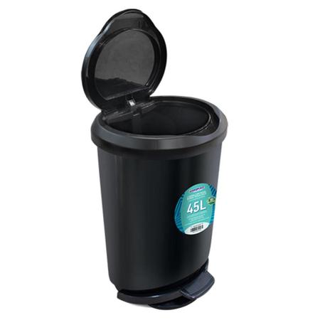 Imagem de Lixeira cesto de lixo 45 litros em plastico resistente com pedal e tampa articulavel grande 62cm