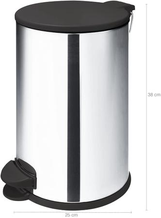 Imagem de Lixeira Cesto De Lixo Cozinha Banheiro Pedal 12L Aço Inox