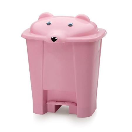 Imagem de Lixeira Cesto Higiênico Bebe Cajovil Com Pedal Tampa Urso 0717.016 Rosa Meninas 12 Lts