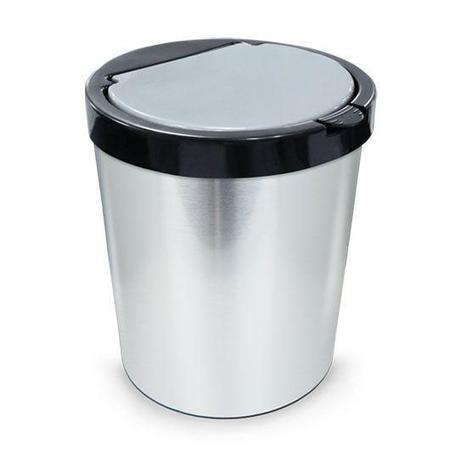 Imagem de Lixeira Cesto Tipo Inox Com Tampa Click 10 Litros Prata Luxo Banheiro Cozinha Quarto Escritório