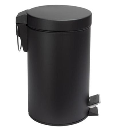 Imagem de Lixeira com cesto removivel e pedal 3 litros  preta inox luxo  banheiro cozinha multiuso black