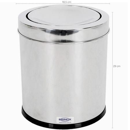 Imagem de Lixeira Com Tampa Basculante Banheiro Cozinha 7,8L Aço Inox