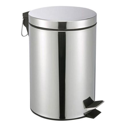 Imagem de Lixeira De Aço Inox Redonda 5 Litros Para Cozinha Banheiro Escritorio - Clink