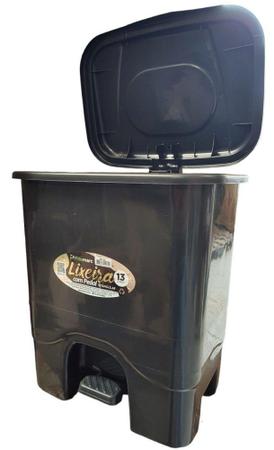 Imagem de Lixeira De Pedal Cesto Lixo Plástico Preto 13 Litros Cozinha Banheiro Escritório ta - Toop Plásticos