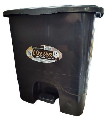 Imagem de Lixeira De Pedal Cesto Lixo Plástico Preto 13 Litros Cozinha Banheiro Escritório ta - Toop Plásticos