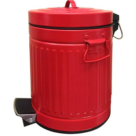 Imagem de Lixeira em Aço Inox Retrô com Pedal 5L CleanHome Vermelho
