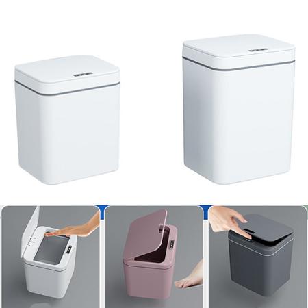 Imagem de Lixeira Inteligente com Sensor de Abertura Automática por Aproximação Banheiro Cozinha Lixo DB02B - 14L