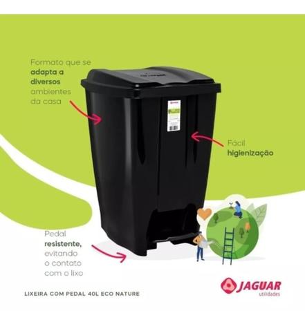 Imagem de Lixeira Jaguar Pedal 40L Escritório Cozinha Lavabo Banheiro