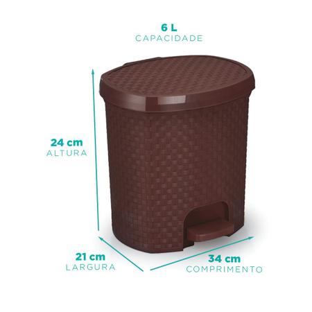 Imagem de Lixeira pedal 6 litros Nitron Marrom Rattan