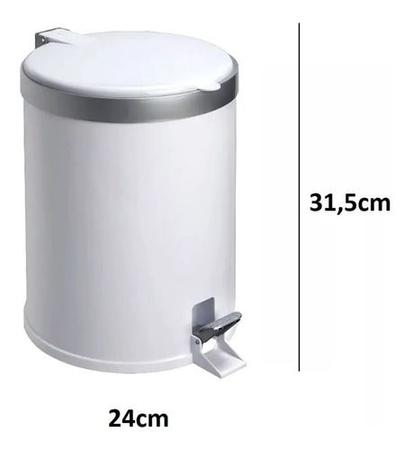 Imagem de Lixeira Pedal Cesto Cozinha Banheiro 12 Litros De Plástico Branco