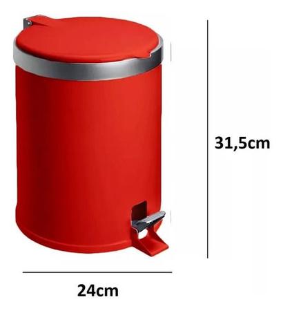 Imagem de Lixeira Pedal Cesto Cozinha Banheiro 12 Litros De Plástico Vermelho