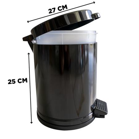 Imagem de Lixeira Pedal Cesto Lixo Banheiro Cozinha Recipiente Plastico Preta 4,5L-3516