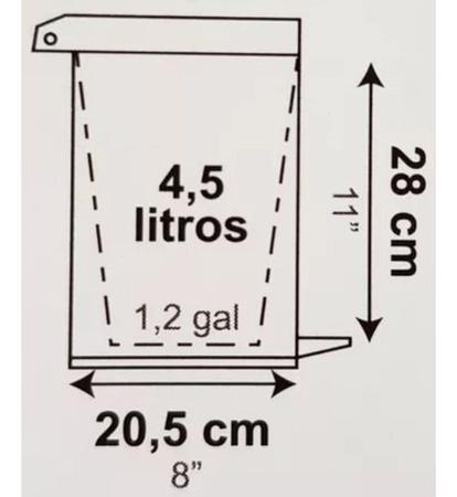 Imagem de Lixeira Pedal Cesto Lixo Banheiro Cozinha Recipiente Plastico Preta 4,5L