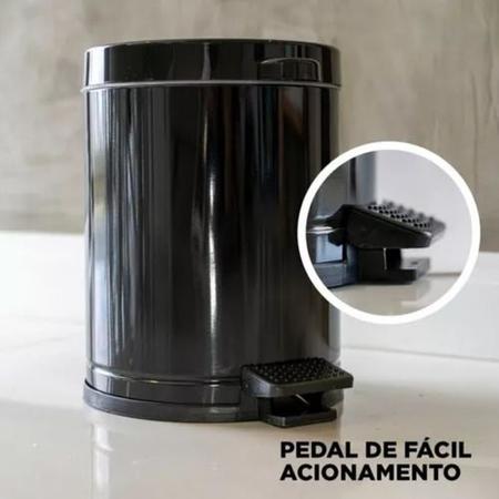 Imagem de Lixeira Pedal Cesto Lixo Banheiro Cozinha Recipiente Plastico Preta 4,5L