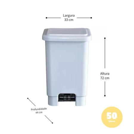 Imagem de Lixeira Plástica 50L com Pedal Branco - Globaltech