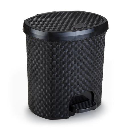 Imagem de Lixeira Preta Cozinha Rattan 6L Com Pedal