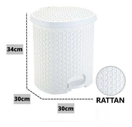 Imagem de Lixeira Rattan Com Pedal 15 Litros Cozinha Banheiro Lavabo