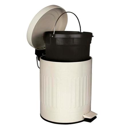 Imagem de Lixeira Retrô Cesto De Lixo Inox Banheiro Cozinha 5 Litros Pedal e Balde Interno Removível Mor