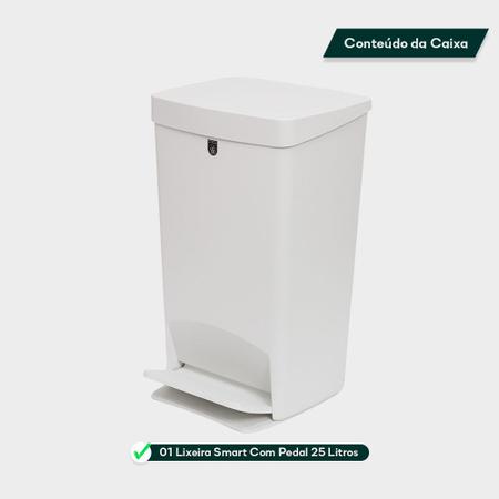 Imagem de Lixeira Smart Com Pedal Tampa Resistente 25L Crippa Branca