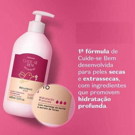Loção Desodorante Hidratante Corporal Cuide-Se Bem Beijinho, 400 ml Imagem de Loção Desodorante Hidratante Corporal Cuide-Se Bem Beijinho, 400 ml