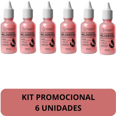 Imagem de Loção Milagrosa Bio Instinto Desodorante Para os Pés Frasco 30ml Kit Promocional 6 Unidades