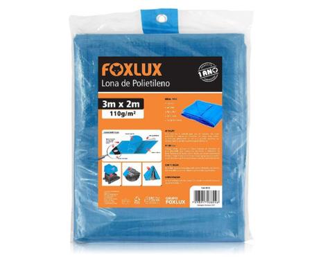 Imagem de Lona de polietileno azul 3m x 2m com ilhós foxlux 3x2