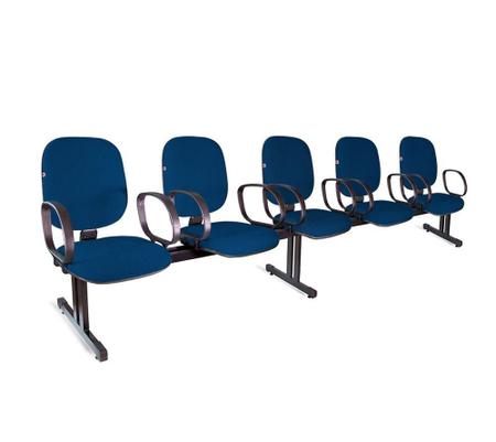 Longarina Diretor 5 Lugares Braços Tecido Azul Com Preto - Shop Cadeiras Imagem de Longarina Diretor 5 Lugares Braços Tecido Azul Com Preto