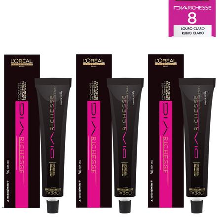 Loreal Kit Dia Richesse c/ 3 Tonalizantes 50g 8 Louro Claro + 3 Rev. 9v -  Loreal Professionnel - Tonalizante de Cabelo - Magazine Luiza