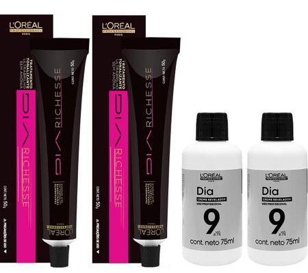 Loreal Kit Dia Richesse c/2 Tonalizantes 5 Castanho Claro 50g + 2 Rev. 9v -  Loreal Professionnel - Tonalizante de Cabelo - Magazine Luiza