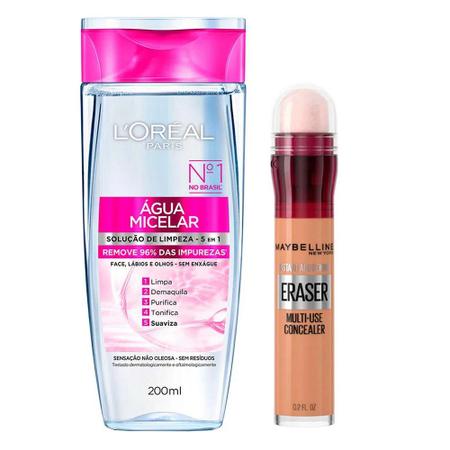 Imagem de LOréal Paris + Maybelline Kit - Água Micelar Solução de Limpeza + Corretivo Líquido Medium