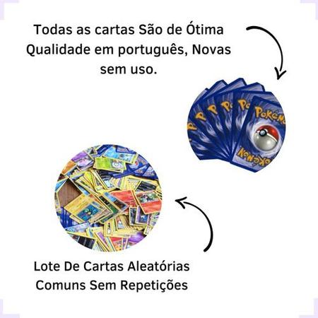 Lote Pack 100 Cartas Pokémon Aleatórios sem Nenhuma Repetida