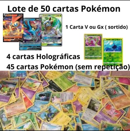 Lote Bulk Cartas de Pokémon 50 unidades Aleatórias Sem Repetição