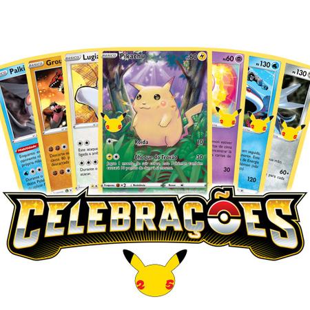 Lote Pokémon Pack Celebrações Cartas Raras Foil de Pokémon em Português -  Deck de Cartas - Magazine Luiza