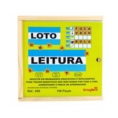 Loto Leitura Jogo para Alfabetização - 156 Peças - Madeira