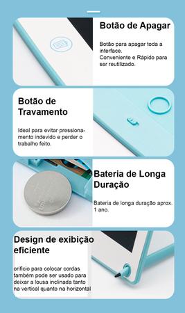 Lousa Caderno Digital Desenho Escrita 10 POL. C/Caneta Touch - lcd writing  - Tablet Educativo / de Brinquedo - Magazine Luiza
