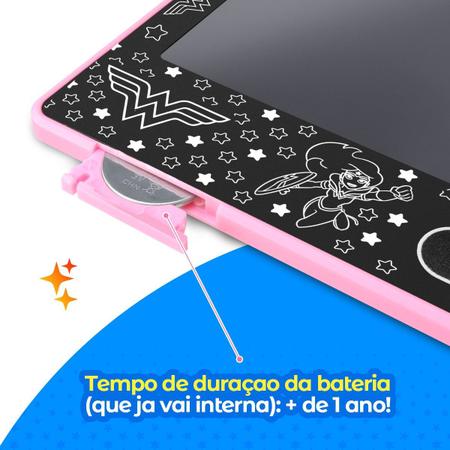 Imagem de Lousa Mágica LED LCD tablet mulher maravilha rosa + Caneta educativa presente qualidade premium