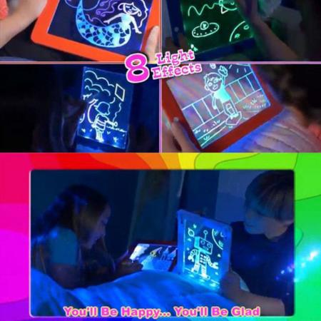 Imagem de Lousa Magica Tablet Magic Led Canetinhas Coloridas Neon 3d