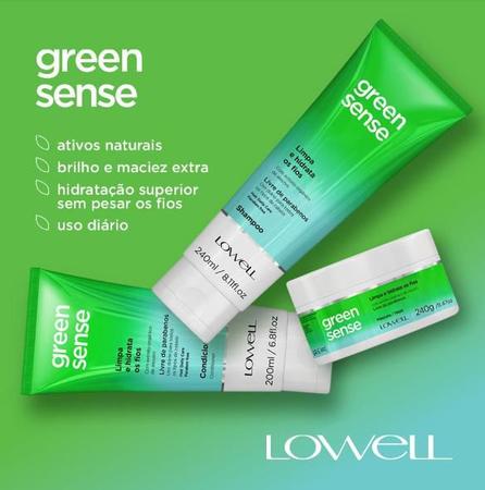 Imagem de Lowell Green Sense Máscara Hidratação Uso Diário Cabelos Selados Anti Frizz Brilho Intenso