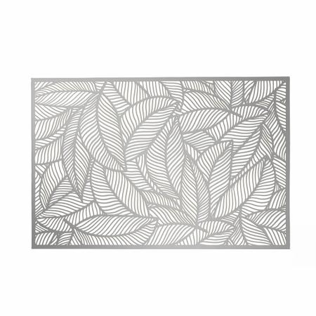 Imagem de Lugar Americano Retangular De Plastico Leaf Prata 30 X 45cm