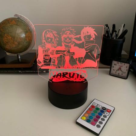 Luminaria Led 3d, Kakashi Rosto, Naruto, Anime, Geek, 16 Cores controle  remoto - Avelar Criações - Luminária Geek - Magazine Luiza