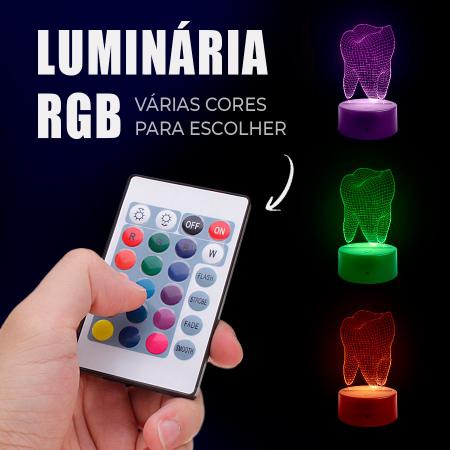 Imagem de Luminária Abajur Dente 3D Dentista RGB + Controle