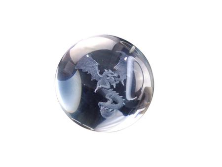 Imagem de Luminária Abajur Globo Dragão LED USB Enfeite Decorativo Esfera de Vidro 3D Base de Madeira