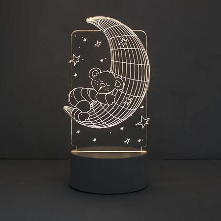 Imagem de Luminária Abajur Led 3d Urso na Lua Para Presentear EB61281