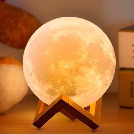 Imagem de Luminária Abajur Lua 3D Umidificador Aromático Iluminação