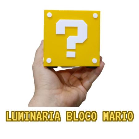 Luminária Retrobox cubo do Mario com 20 mil jogos