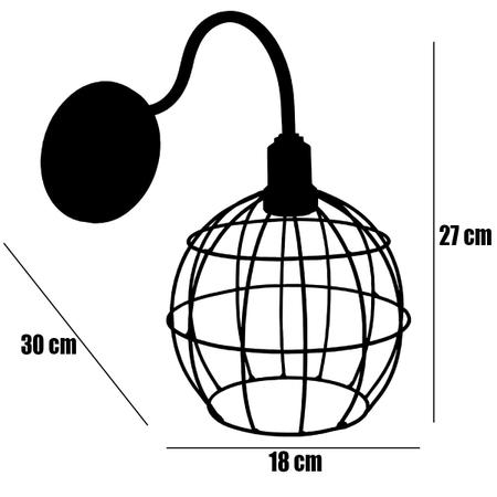 Imagem de Luminária Arandela Parede Aramada Globo Industrial Retro + Lâmpada Led Preto/Cobre Rose Gold