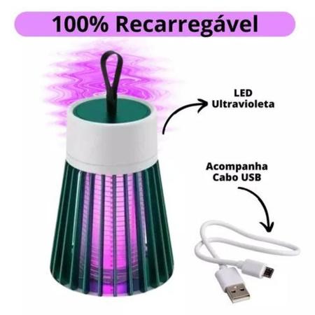 Imagem de Luminaria Armadilha Eletrica Repelente Choque Lampada Luz Ultravioleta LED Luz UV USB Mata Mosquito da Dengue